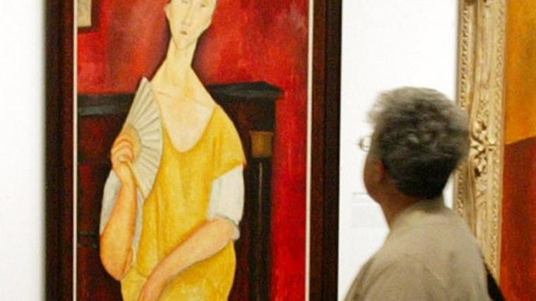 Das Gemälde "Frau mit Fächer" von Modigliani.
