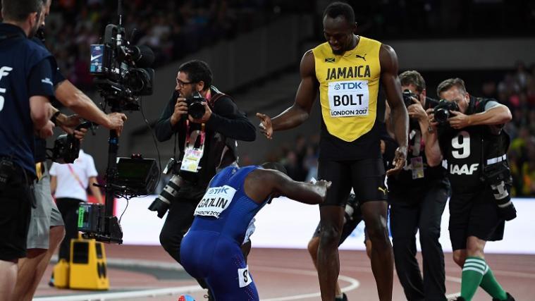 Justin Gatlin verneigte sich nach seinem Sieg vor Bolt.