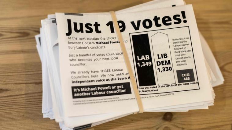 England schreitet zu den Kommunalwahlen. Im Bild: Wahlwerbung