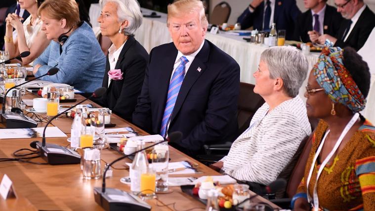 Beim Gipfel kam es zu einer Einigung zwischen US-Präsident Donald Trump (Bildmitte) und den sechs weiteren Mitgliedsstaaten.