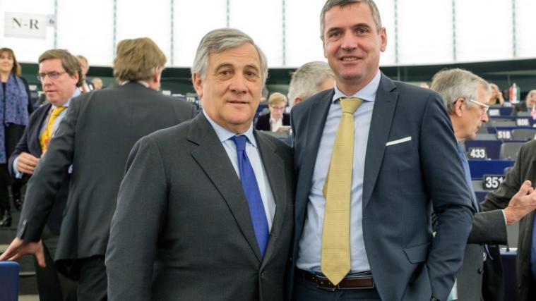 Der neue EU-Parlamentspräsident Antonio Tajani und MEP Herbert Dorfmann. - Foto: Herbert Dorfmann