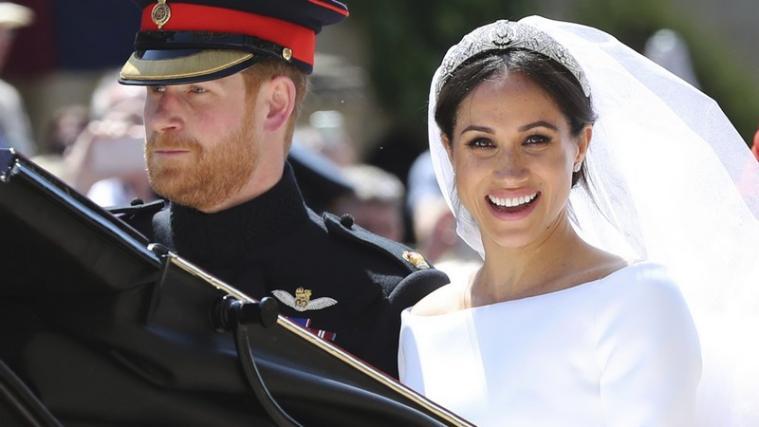Prinz Harry und seine Frau Herzogin Meghan feierten ihren ersten Hochzeitstag. - Foto: AP