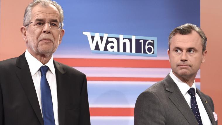 Norber Hofer (rechts im Bild) liegt knapp vor Alexander Van der Bellen.