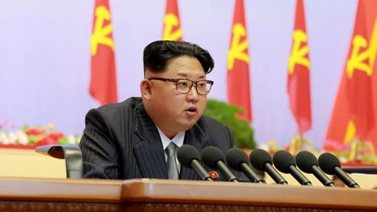 Nordkoreas Machthaber Kim Jong Un beim Parteitag.