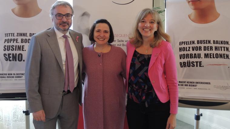 Für mamazone im Einsatz: Dr. Christian Marth, Martina Ladurner und Erika Laner.