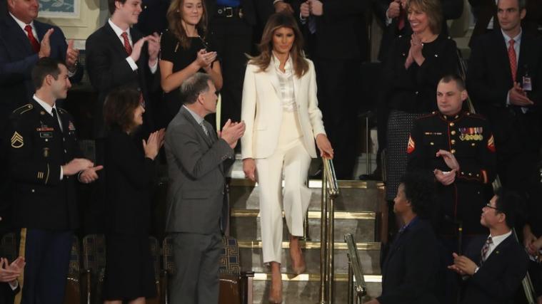 Melania Trump ist seit Wochen erstmals wieder an der Seite ihres Mannes aufgetreten.