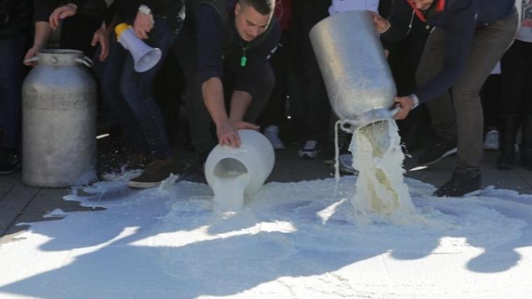 Schafzüchter und Milchbauern auf Sardinien haben aus Protest Milch ausgeleert. Sie fordern höhere Milchpreise. - Foto: Ansa