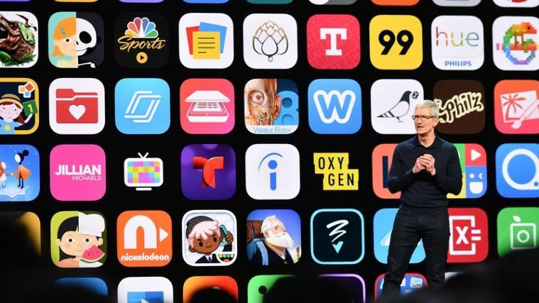 Apple-CEO Tim Cook bei der Entwicklerkonferenz WWDC am Montag.