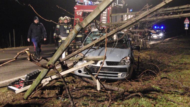 Der Wagen krachte ins Weinfeld. - Foto: J.G.