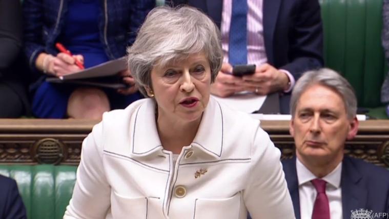 Theresa May sprach am Montag vor dem Parlament in London Foto: APA (AFP)
