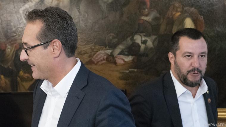 Heinz Christian Strache und Matteo Salvini planen Südtirol-Besuche. - Foto: APA (AFP)