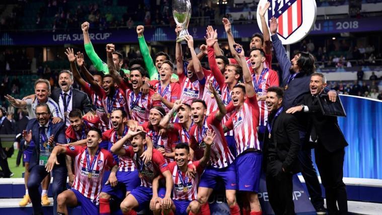 Atletico jubelte ausgelassen nach dem Sieg über Real. © APA/afp / JAVIER SORIANO