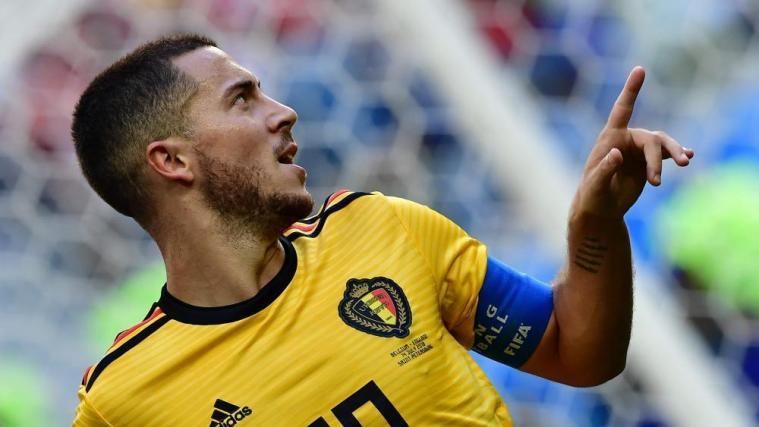 Belgiens Kapitän Eden Hazard steht auf der Wunschliste von Real Madrid. © APA/afp / GIUSEPPE CACACE