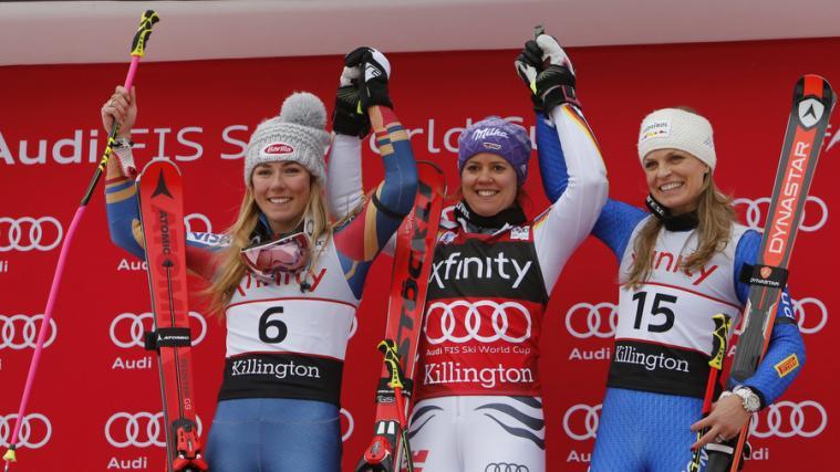 Die Top-Drei in Killington: Mikaela Shiffrin, Viktoria Rebensburg & Manuela Mölgg (v. l.)