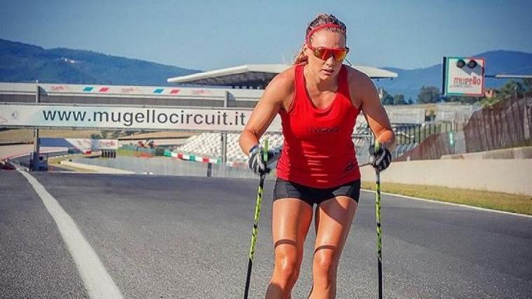 Nicht alltäglich: Dorothea Wierer auf dem Rennkurs in Mugello.