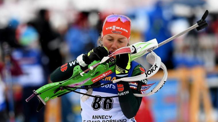 Laura Dahlmeier zeigte eine starke Leistung. © APA/afp / JEAN-PIERRE CLATOT