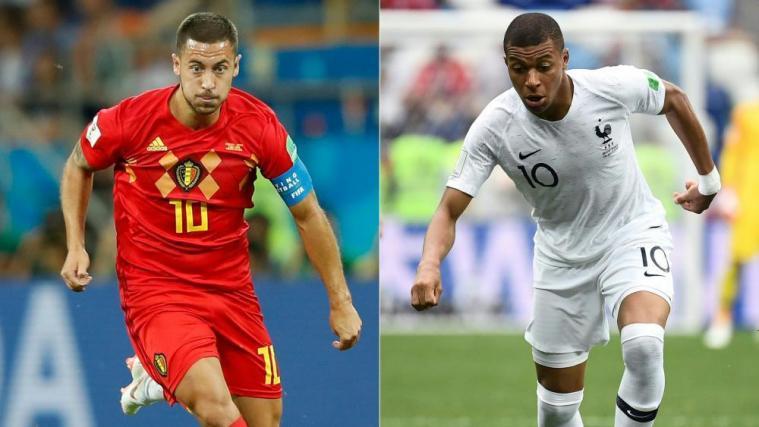 Welche Nummer 10 darf heute jubeln? Belgiens Eden Hazard (links) und Frankreichs Kylian Mbappe. © APA/afp / ODD ANDERSEN, FRANCK FIFE