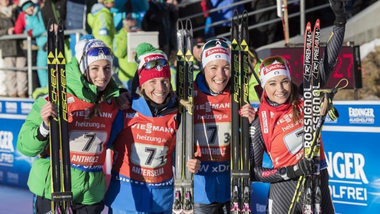 Die"Azzurre" Vittozzi, Sanfilippo, Runggaldier und Wierer (Fotos: Manzoni)