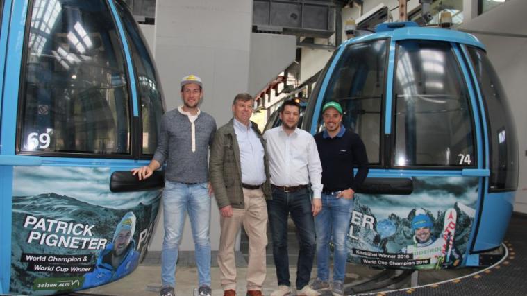 Patrick Pigneter, Alexander Egger, Helmut Sartori, Peter Fill (Seiser-Alm Marketing)