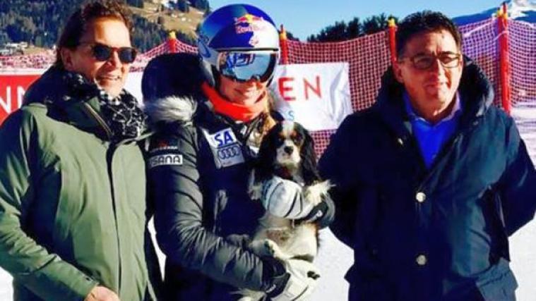 Lindsey Vonn und ihre Lucy standen für Erinnerungsfotos parat (Foto: Facebook/Ski Rienza)
