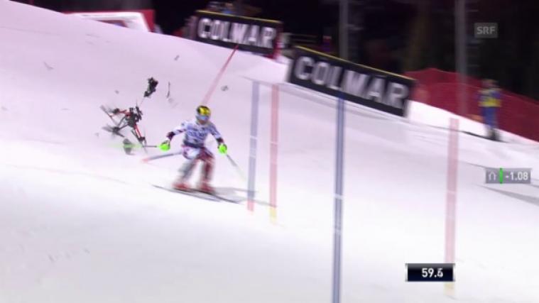 Vor 2 Jahren: Marcel Hirscher wird fast von einer Drohne getroffen (Foto Screenshot)