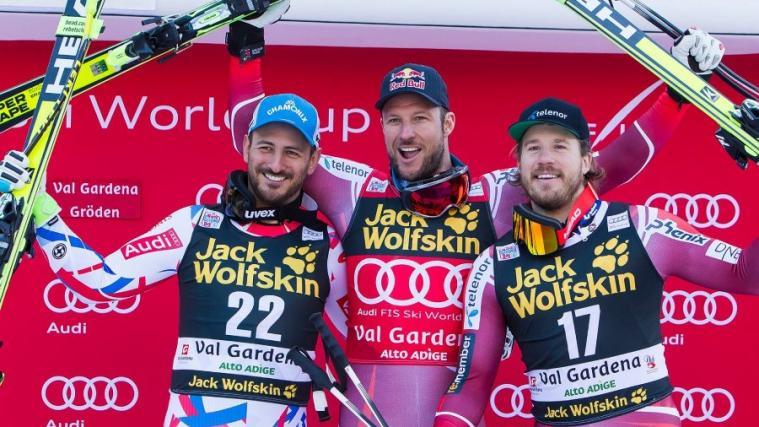 Guillermo Fayed, Aksel Lund Svindal und Kjetil Jansrud (saslong.org)