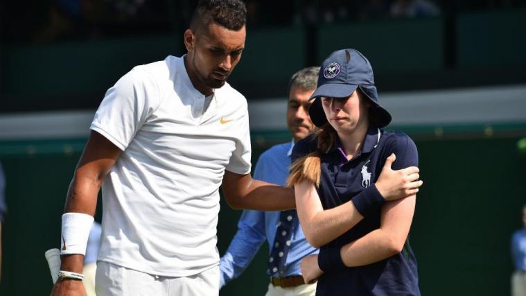 Nick Kyrgios entschuldigte sich beim verletzten Ballmädchen. © APA/afp / GLYN KIRK