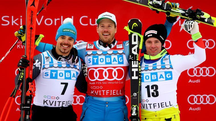 Das Podest: Peter Fill, Kjetil Jansrud und Beat Feuz (v.l., Pentaphoto)