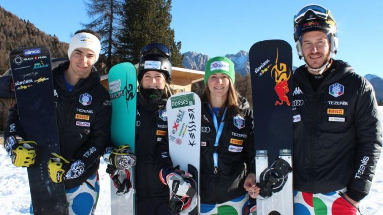 Christof Mick, Elisa Profanter, Nadya Ochner und Aaron March beim Training