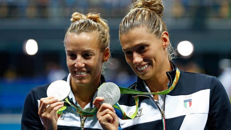 Cagnotto und Dallapè bei der Siegerehrung (Foto: rio2016.com)