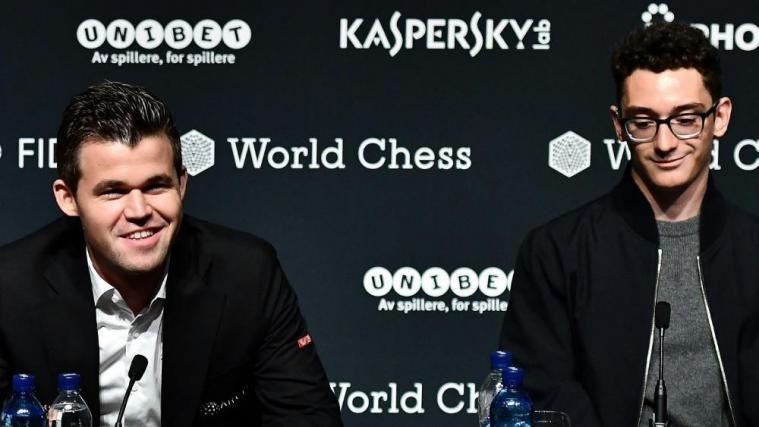 Noch immer kein Sieger zwischen Carlsen (l.) und Caruana © SID / BEN STANSALL