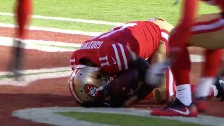 NFL-Star Marquise Goodwin in Tränen nach dem Touchdown. (Foto: Screenshot Youtube)