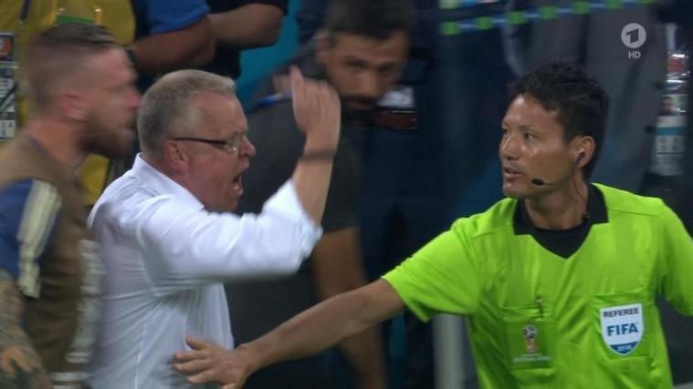 Schwedens Trainer Janne Andersson regte sich ordentlich auf. © Screenshot / ARD