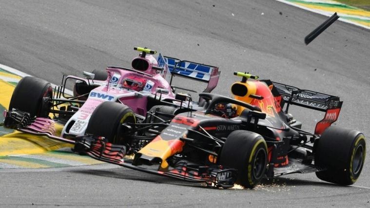 Verstappen (r.) und Ocon kollidierten in Brasilien © PIXATHLON/SID