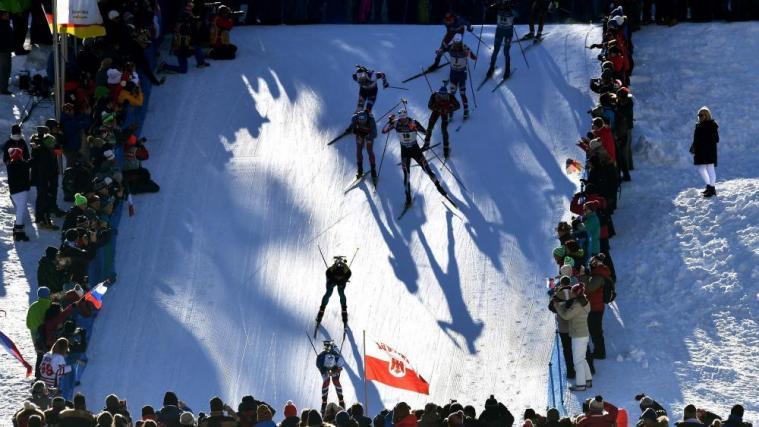 Das Biathlon-Stadion von Antholz soll 2026 Teil der Olympischen Spiele sein. © APA/afp / VINCENZO PINTO