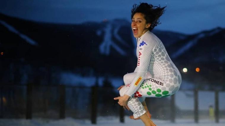 Federica Brignone taucht bei kühlen Temperaturen ab.