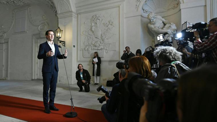 ÖVP-Chef Sebastian Kurz vor seinem 4-Augen-Gespräch mit Grünen-Chef Werner Kogler.