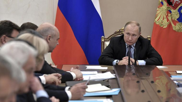 Russlands Präsident Putin bei der Kabinetts-Sitzung.