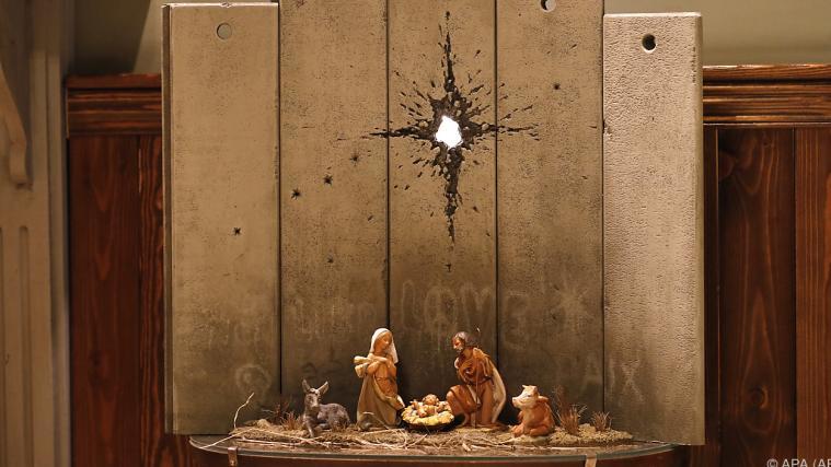"Die Narbe von Bethlehem" ist im "Walled-Off Hotel" zu sehen.