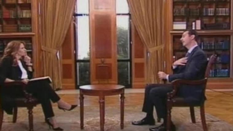 Ein Bildausschnitt aus dem nicht-veröffentlichten Interview zwischen Monica Maggioni und Bashar al-Assad.