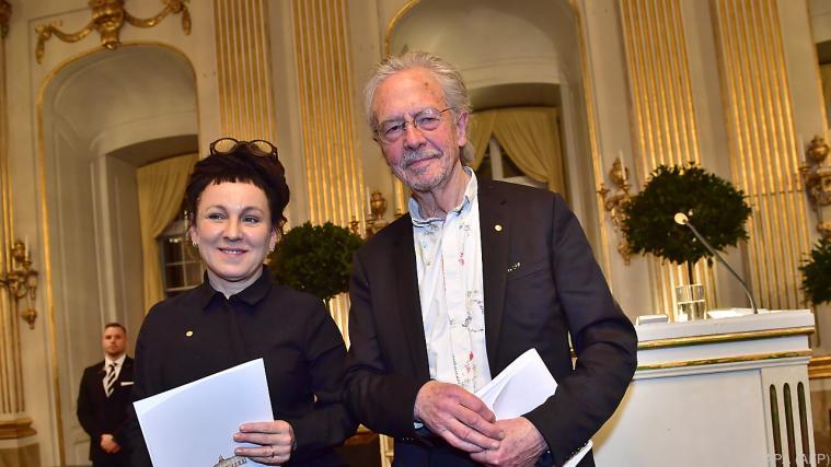 Literaturnobelpreisträger Olga Tokarczuk und Peter Handke.