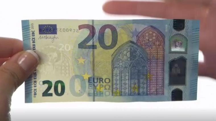 Eines der Sicherheitsmerkmale der Euro-Scheine neuerster Generation ist das durchscheinende Porträtfenster (rechts).