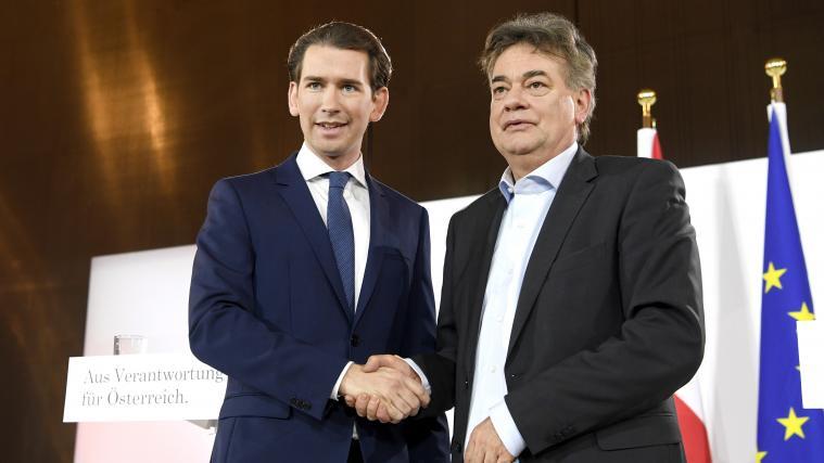 Sebastian Kurz (links) und Werner Kogler präsentierten 326 Seiten umfassendes Programm.