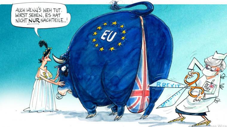 Bei Thomas Wizany wird der Brexit zur Ochsenkastration.
