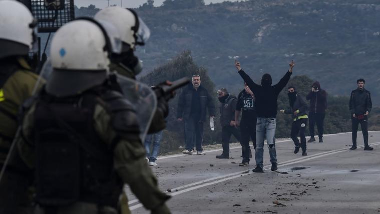 Die Proteste auf Lesbos gehen weiter.