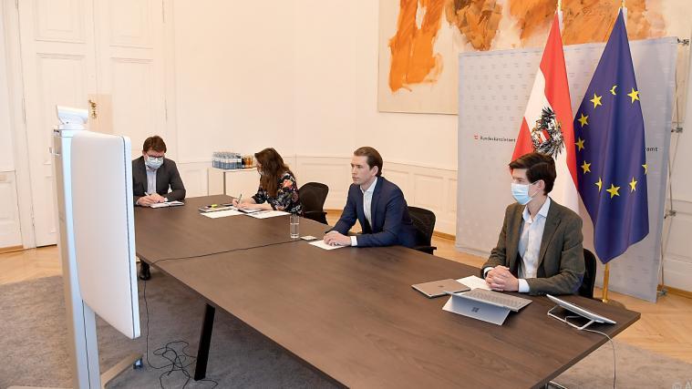 Bundeskanzler Kurz konferierte mit anderen Staatschefs via Video.