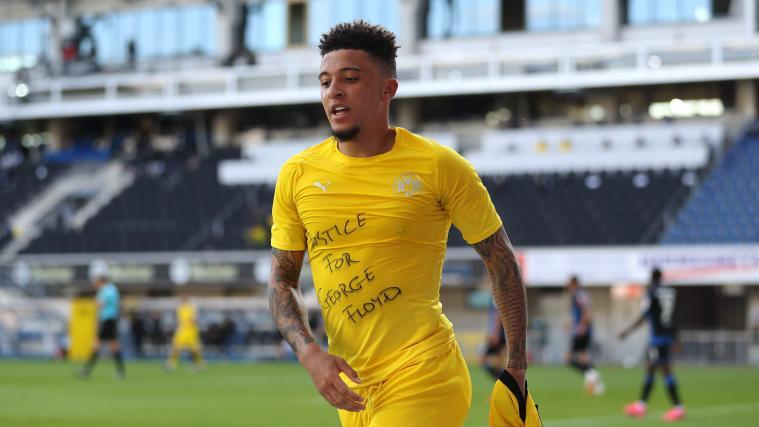 Jadon Sancho zeigte ein T-Shirt mit der Aufschrift „Justice for George Floyd“ – eigentlich ist das in der Bundesliga verboten.