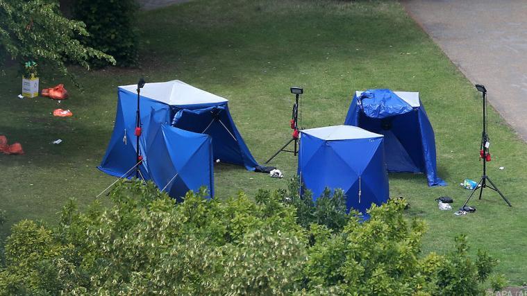 Polizeizelte am Ort der Attacke.