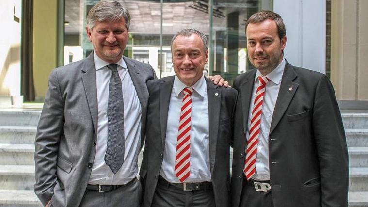 Roberto Zanin (l.) wird die FCS-Führungsriege um Walter Baumgartner und Dietmar Pfeifer (r.) verlassen.