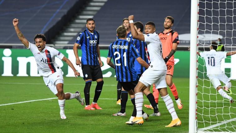 Erst in den letzten Minuten drehte Paris (in weiß) das Spiel gegen Atalanta. Marquinos (links) jubelt nach dem zwischenzeitlichen 1:1 in der 90. Minute.